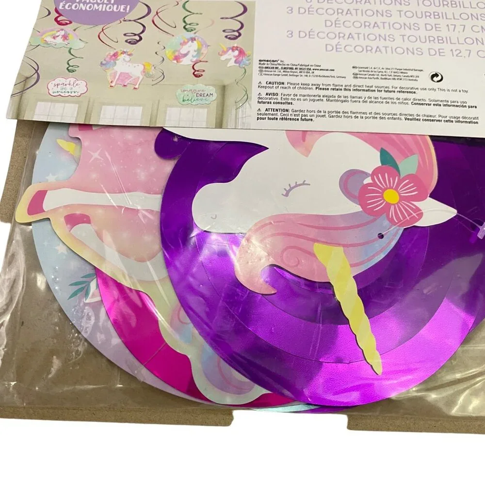 Unicorn Swirl Decoration Kids Birthday Party Hanging Ceiling Decor Fantasy